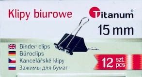 Titanum Klipy biurowe 15mm 12szt 397818 (5906554525202) biroja tehnikas aksesuāri