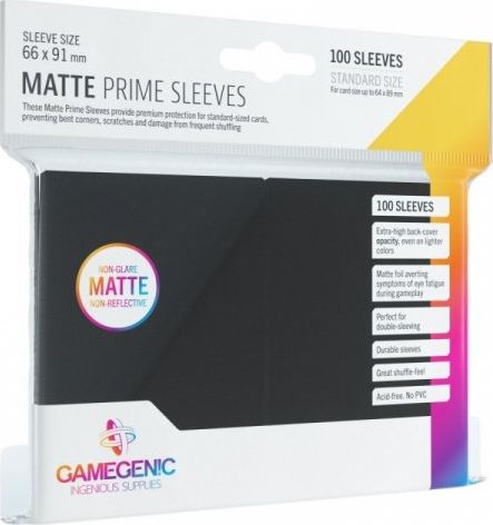 Gamegenic Gamegenic: Matte Prime CCG Sleeves (66x91 mm) - Black, 100 sztuk 114631 (4251715402436) galda spēle