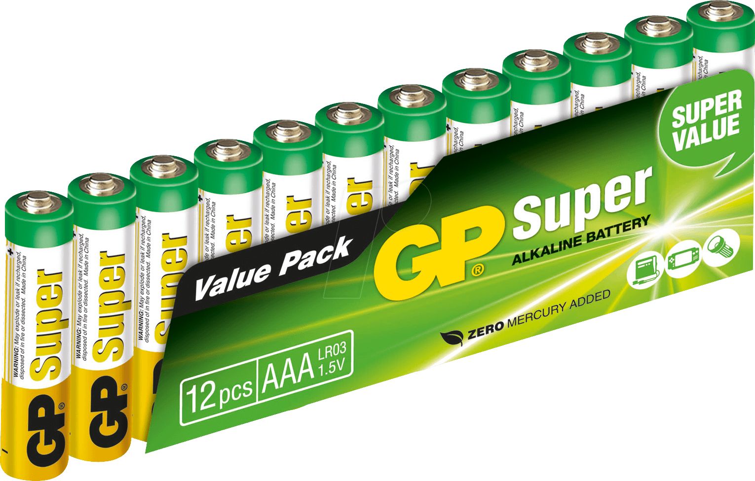 1x12 GP Super Alkaline 1,5V AAA Micro LR03         03024AS12 Baterija