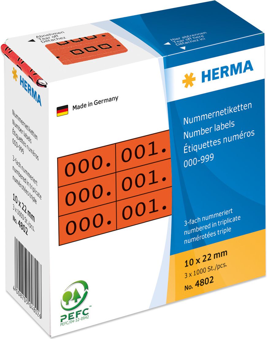 Herma Etykiety samoprzylepne 3x / 10 x 22mm Czerwono-Czarne (4802) 4802 (4008705048026) uzlīmju printeris