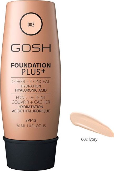 Gosh Foundation Plus+ 002 Ivory 30ml 5711914139667 (5711914139667) tonālais krēms