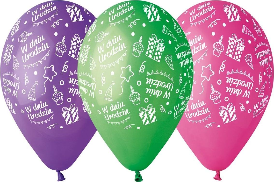 GMR Balony pastelowe mix kolorow W Dniu Urodzin - 30 cm - 5 szt. uniwersalny 30658002 (8021886318869)