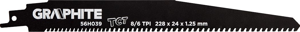 Graphite Brzeszczoty bagnetowe (Brzeszczot do pily szablastej, HM, 228 x 24 x 1.25 mm, 8/6TPI) 56H039 (5902062506610) Elektriskais zāģis