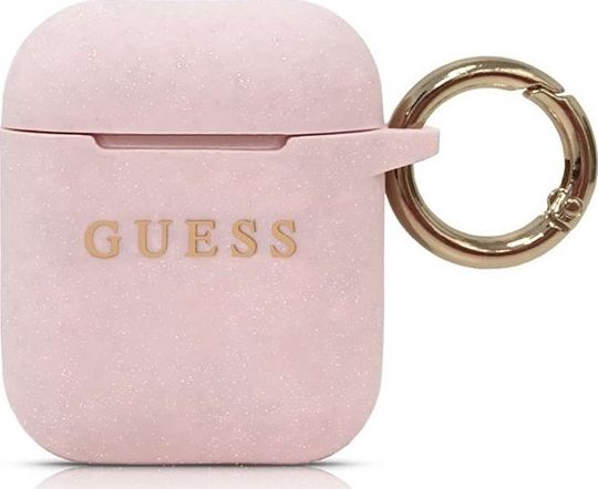 Guess Etui ochronne GUACCSILGLBK Silicone Glitter do AirPods 1/2 rozowe GSM096877 (3700740463802)