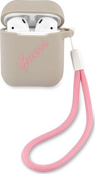 Guess Etui ochronne GUACA2LSVSGP Silicone Vintage do AirPods 1/2 szaro-rozowe GUE868GRYPNK (3700740495490)