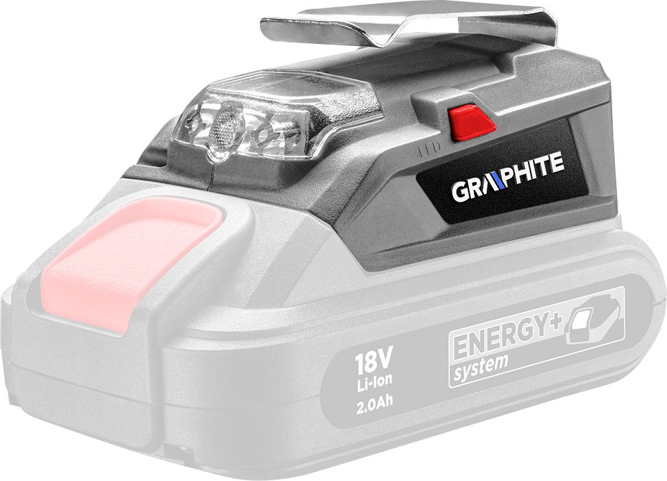 Graphite flashlight 18V Li-lon Energy + rechargeable flashlight with USB 58G025 output (bez akumulatora) kabatas lukturis