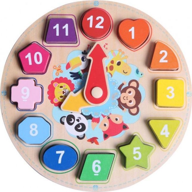 iWood Clock wooden puzzle for learning bērnu rotaļlieta