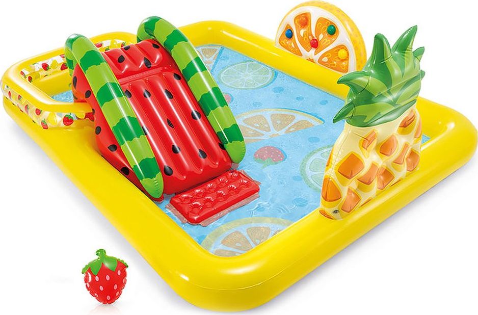 Intex paddling pool Fun 'n Fruity Play Center, 244x191cm, swimming pool (yellow, with water slide) Baseins