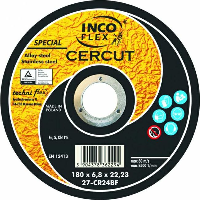 Inco Flex TARCZA METAL INCOFLEX 125*1,0 CERCUT M413-125-1.0-22CR46 M413-125-1.0-22CR46 (5904378362096)