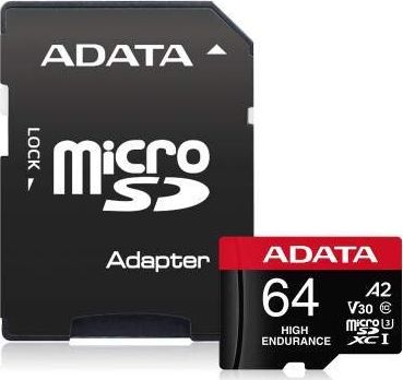 ADATA High Endurance 64 GB, memory card (Class 10, UHS-I U3, V30, A2) atmiņas karte