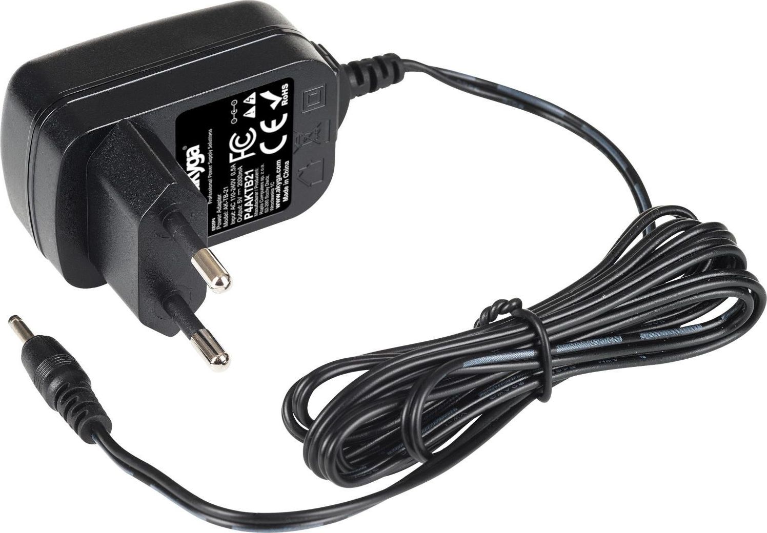 Akyga AKYGA Universal power adapter AK-TB-21 5.0V / 2.0A 10W 2.5 x 0.7 mm 1.5m Planšetes aksesuāri