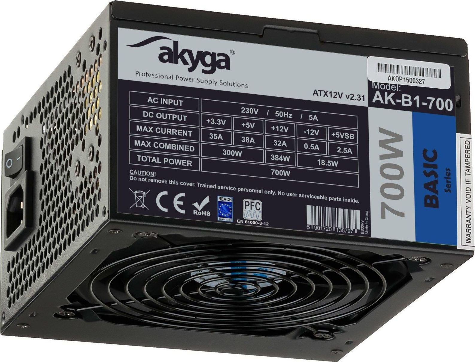 Zasilacz Akyga Black Edition 700W (AK-B1-700BE) Barošanas bloks, PSU