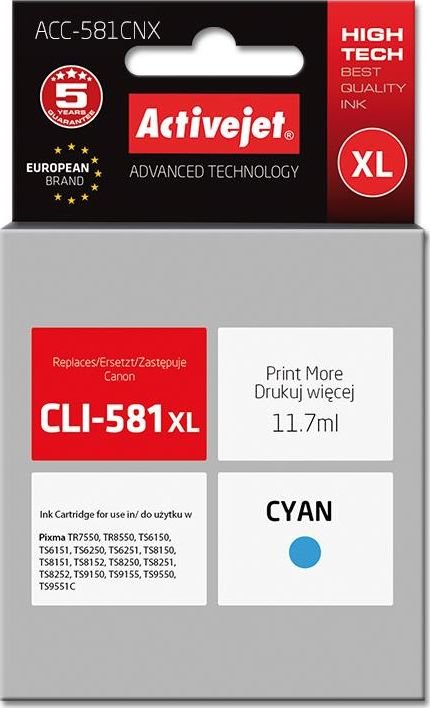 Activejet ink for Canon CLI-581C XL kārtridžs