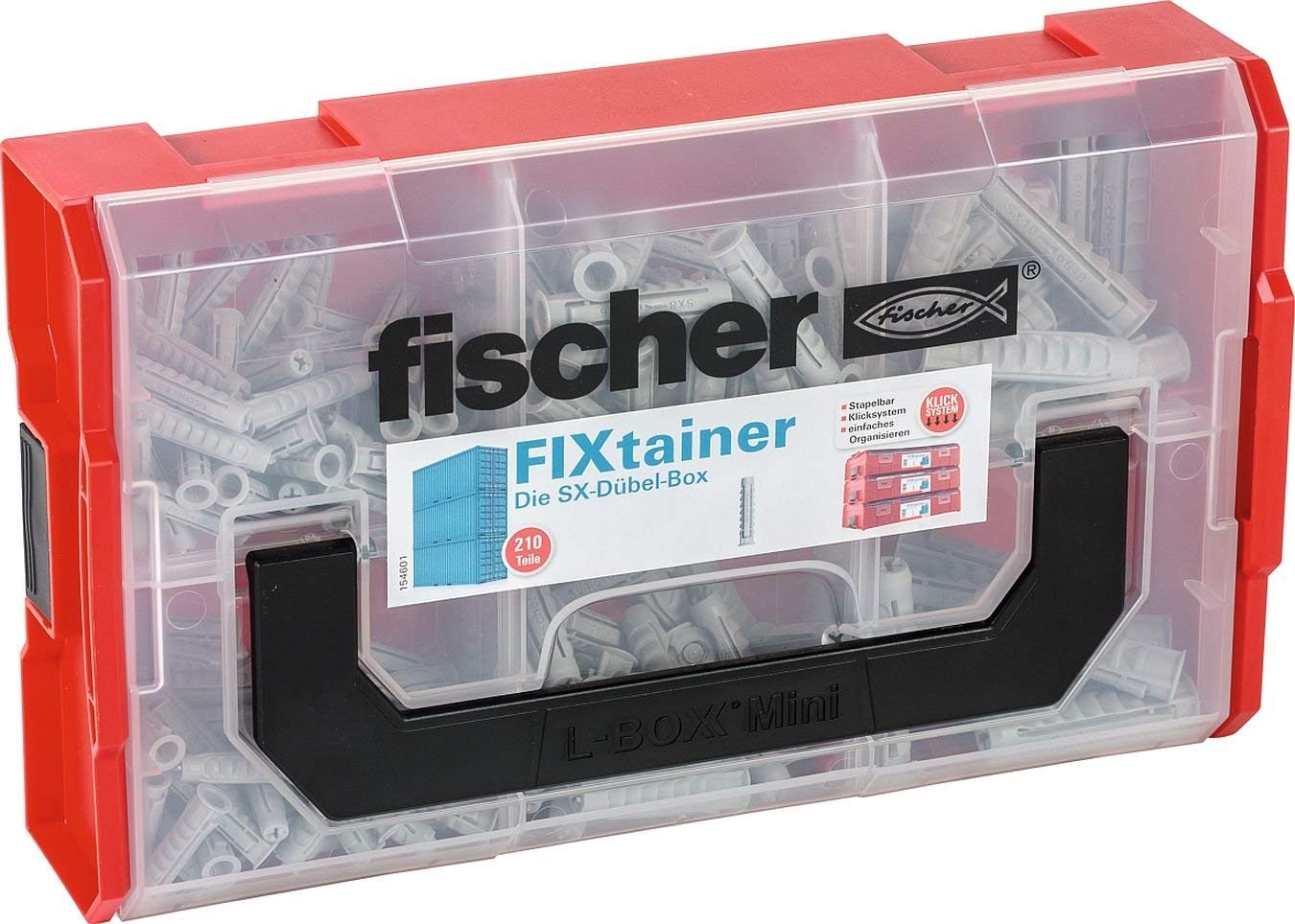 Fischer FIXtainer - SX Dowel Box - light gray - 210 pieces