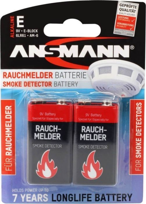 Ansmann battery smoke detector - Alkaline 9V EBlock, Blister Baterija