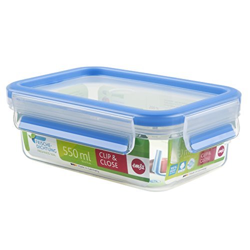 Emsa Clip & Close plastic box (transparent / blue, 0.55 liter, classical format) Virtuves piederumi